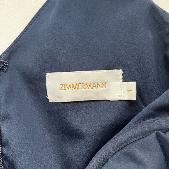 Zimmerman Navy Blue Silk Draped Front Dress Size 1 - Picture 5 of 6